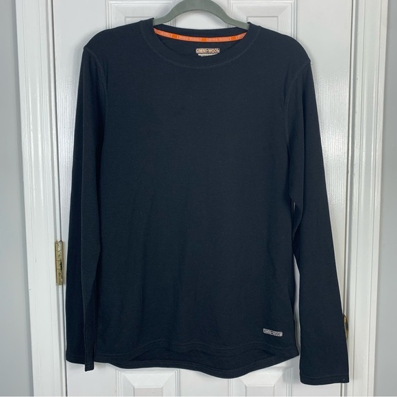 Omni-Wool Men's Large Base Layer Black Long Sleeve Shirt - Picture 1 of 4